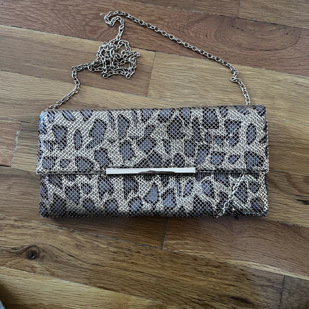 Elegant Snake Print Clutch Bag
